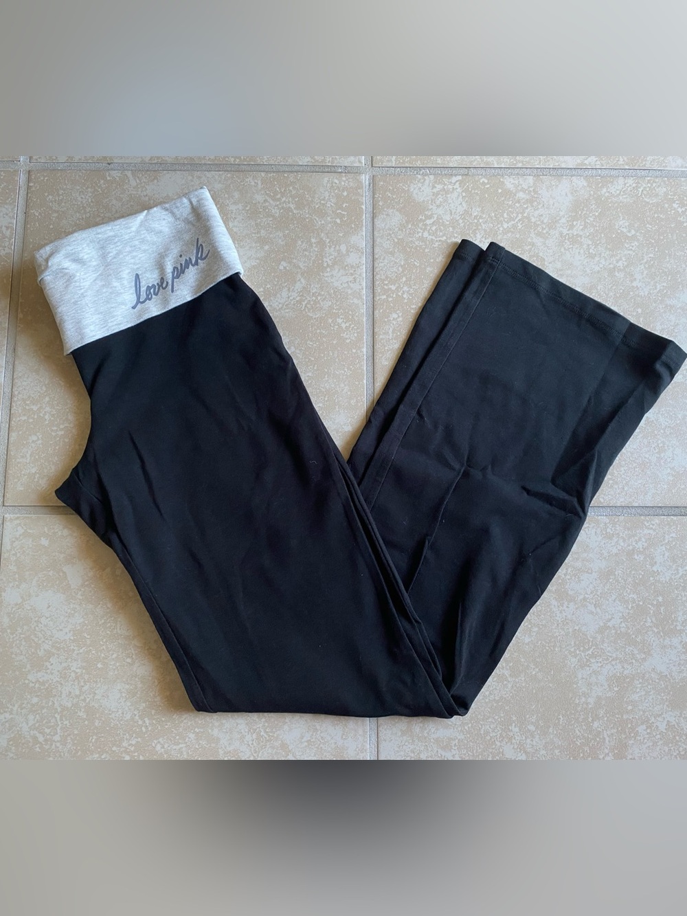 Victoria secret PINK NWT black foldover bootcut yoga pants